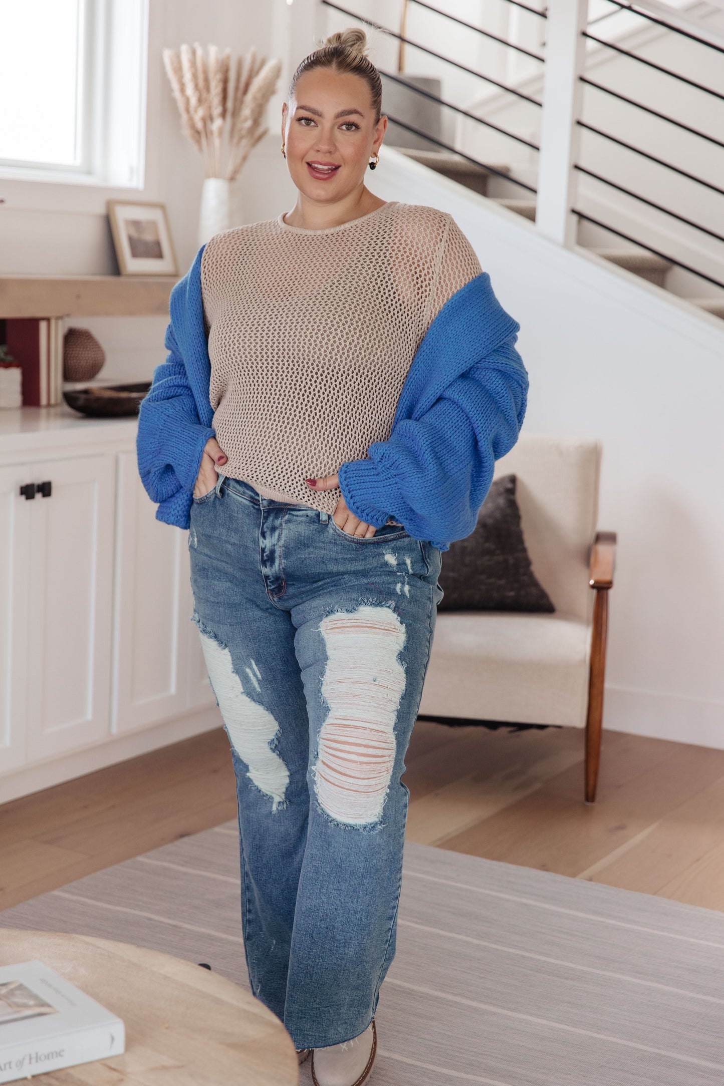 Sheer Open Knit Sweater Top