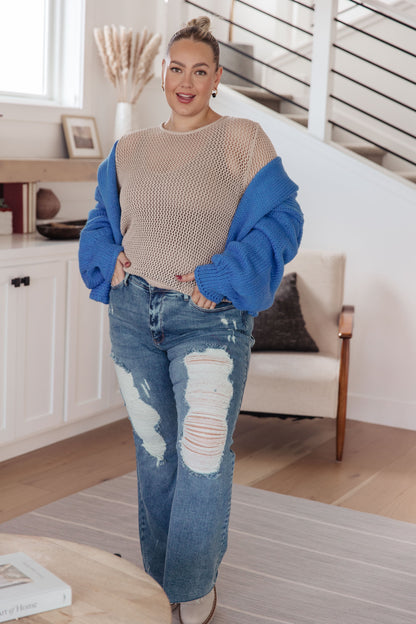 Sheer Open Knit Sweater Top