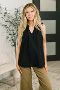 Camellia Embroidered Tank in Black