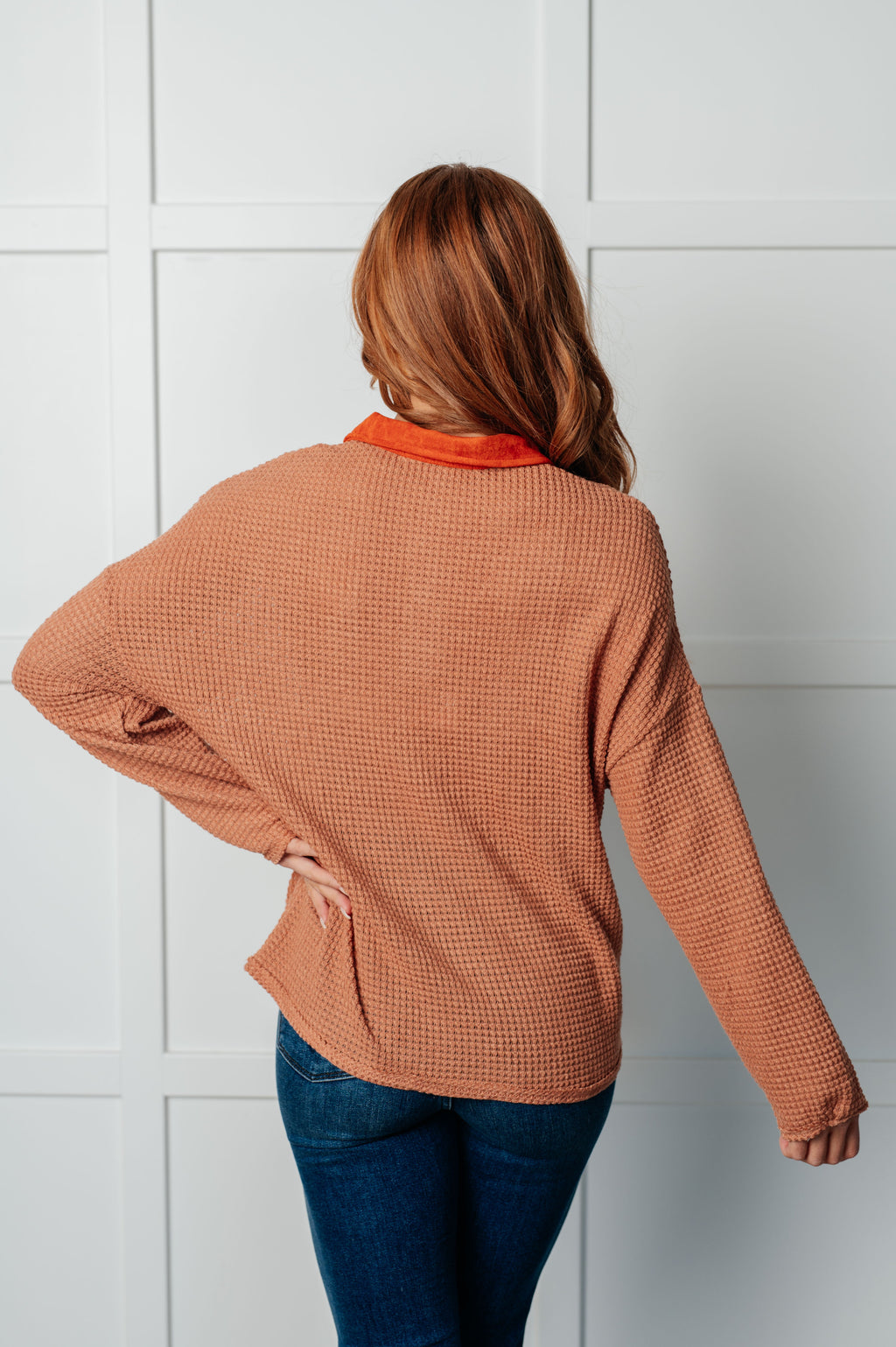 Mixed Signals Waffle Knit Top