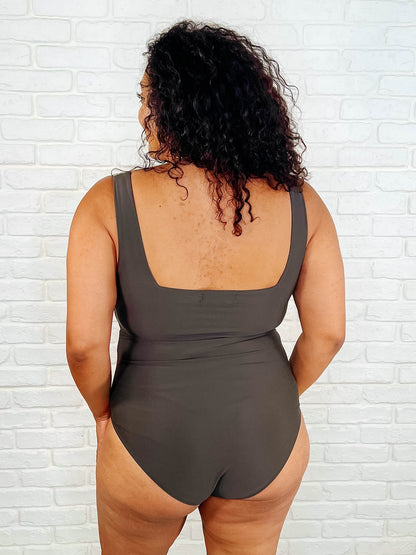 Square Neck Color Block Swimsuit