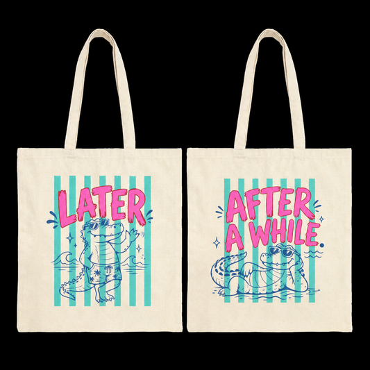 Later / After A While Striped Canvas Tote