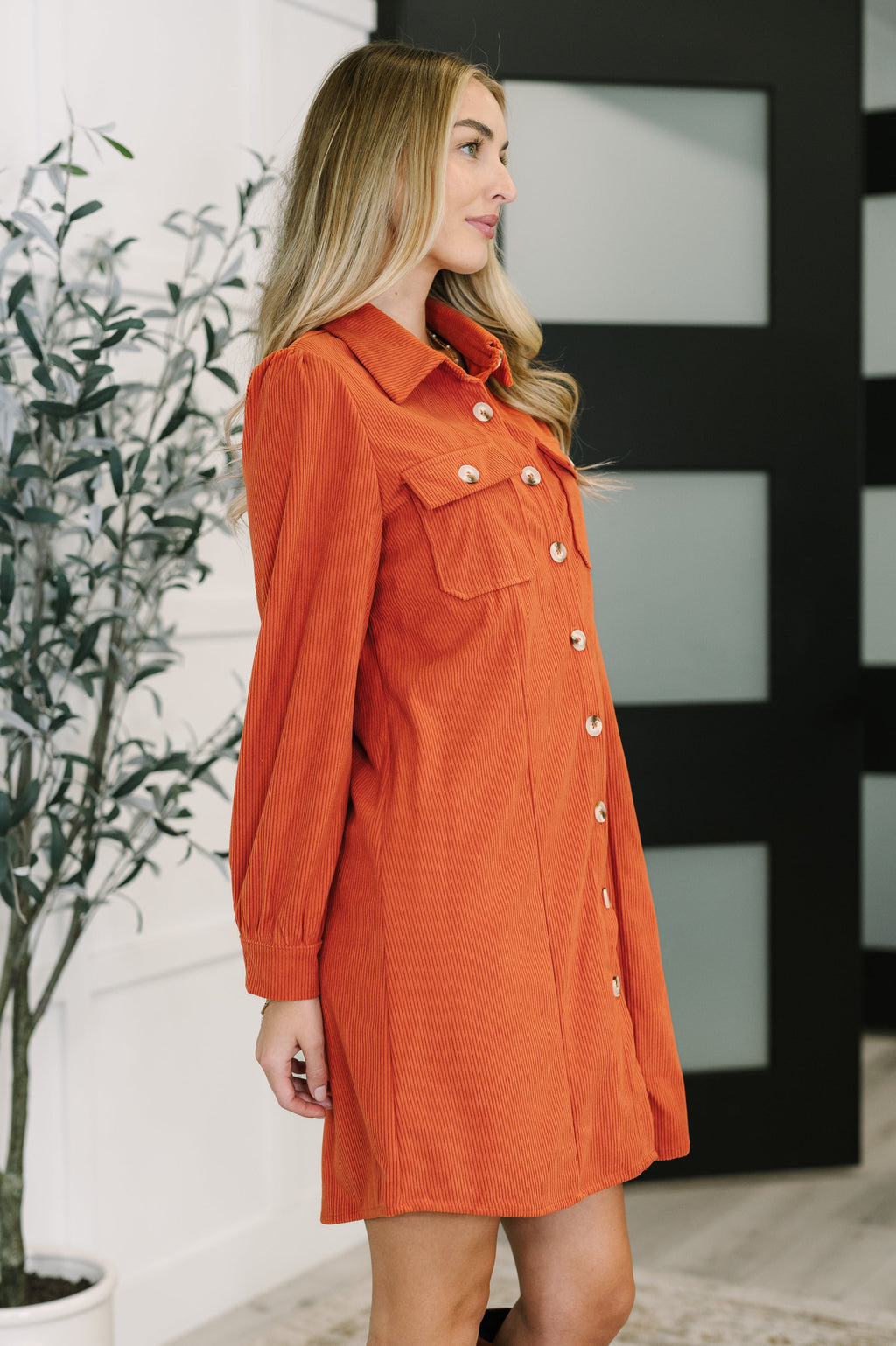 Maple Lane Corduroy Shirt Dress