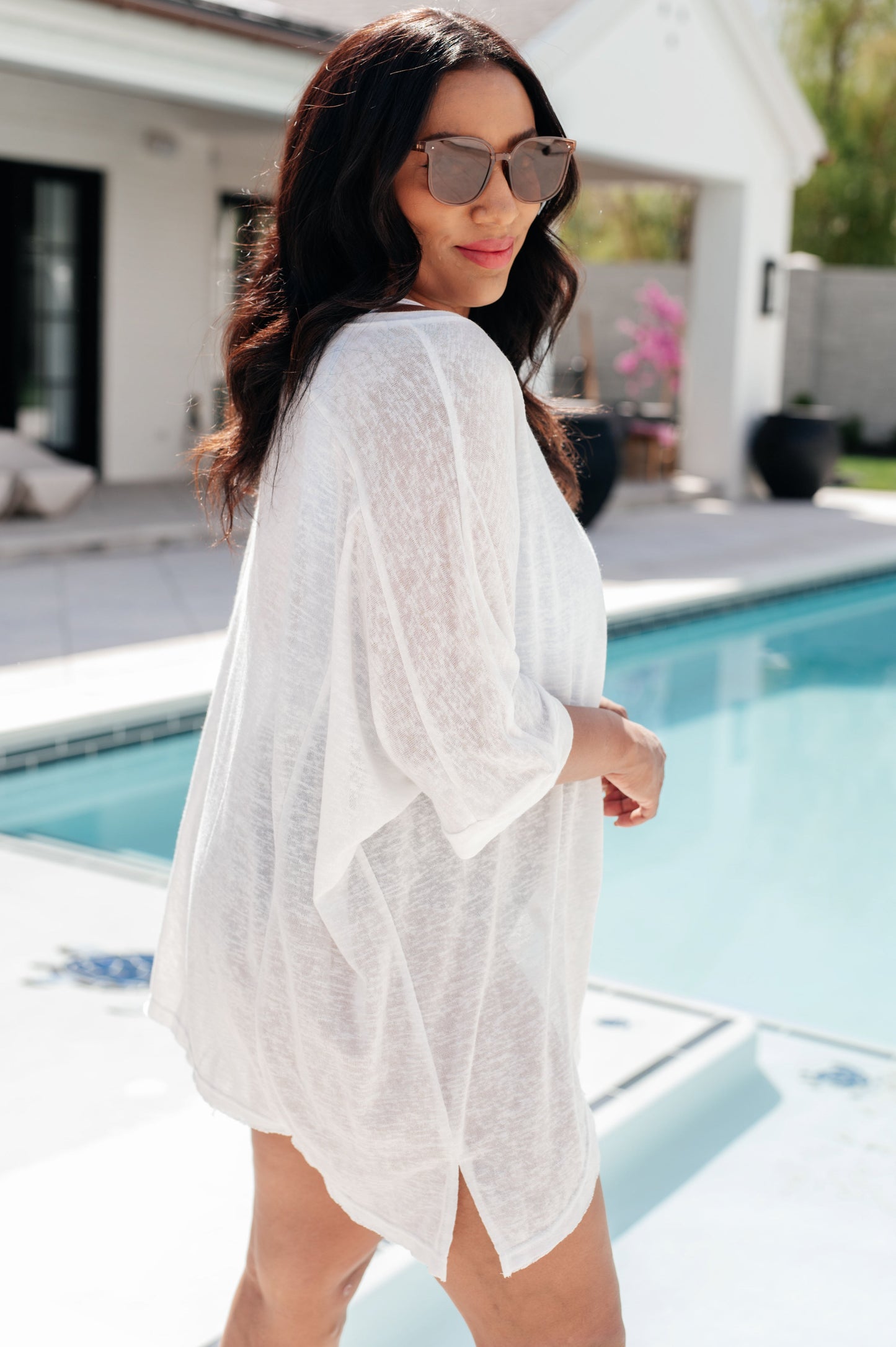 Oversized Sheer Tunic Top