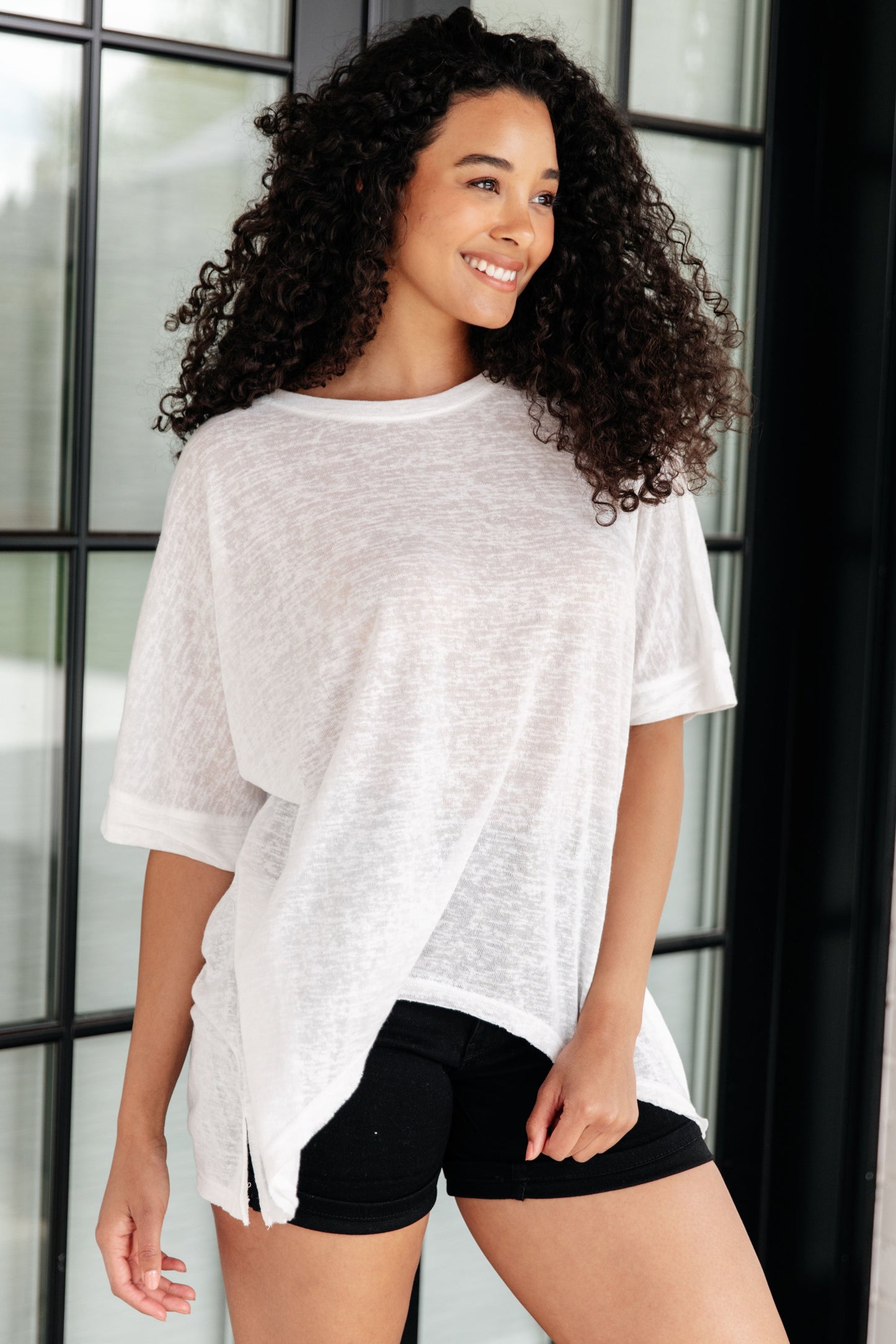 Oversized Sheer Tunic Top