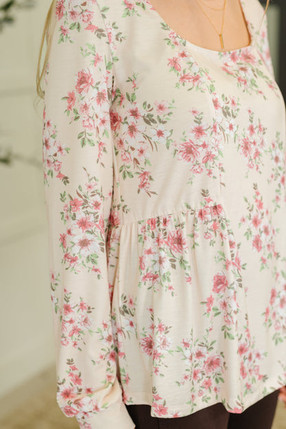Soft Floral Square Neck Top