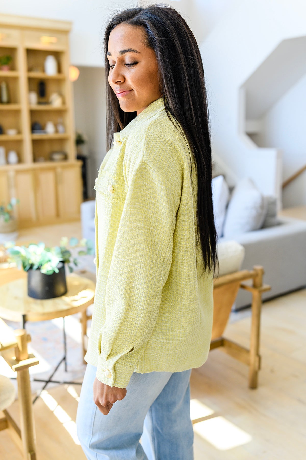 Lightweight Pearl Button Shacket