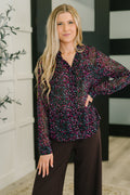 Polka Dot Chiffon Button Front Blouse