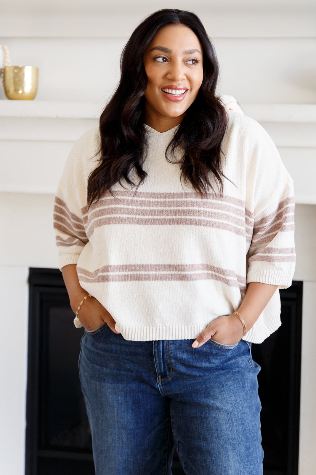 Coffee Run Striped Sweater Hoodie