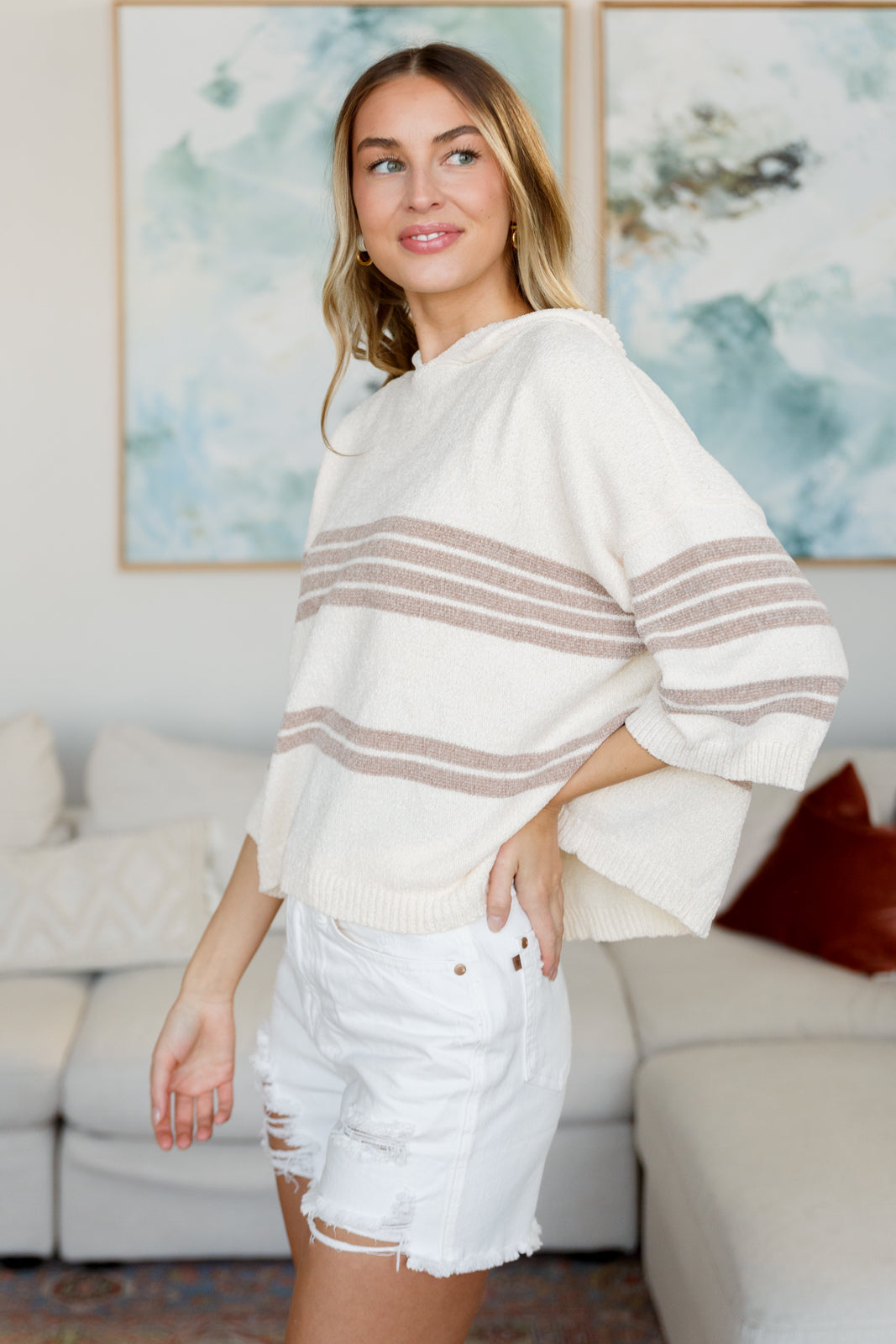 Coffee Run Striped Sweater Hoodie