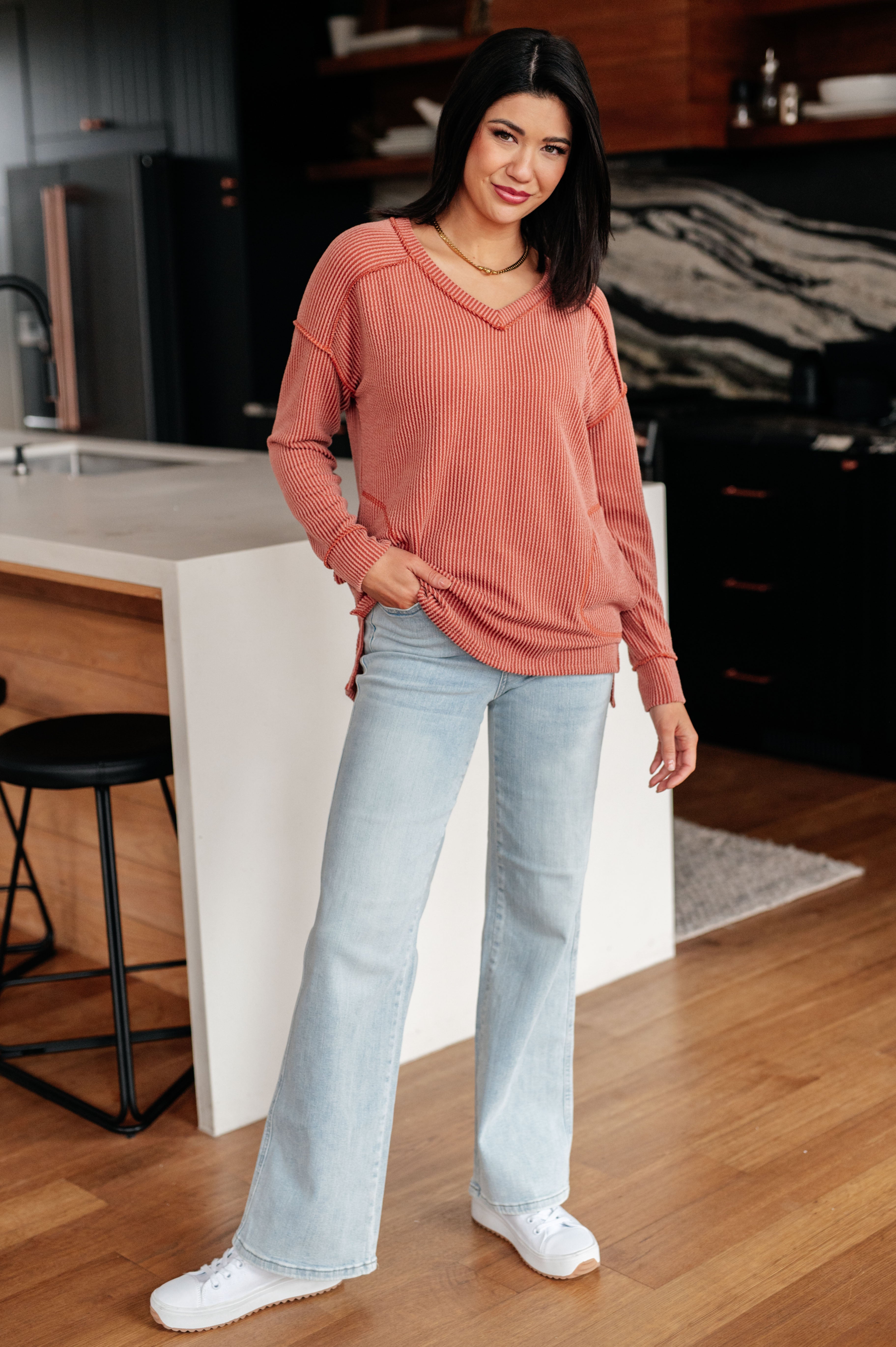 First Light Ribbed Pocket Top