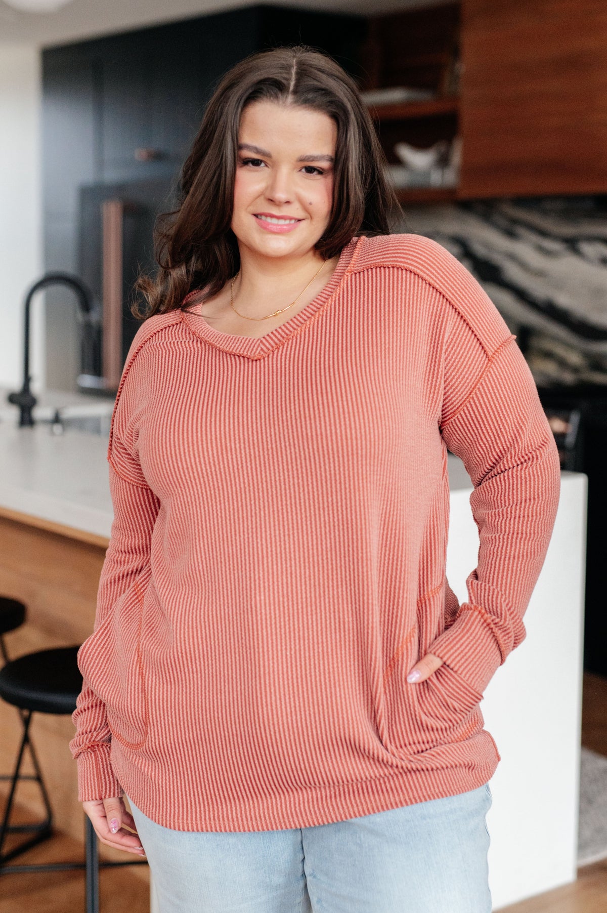 First Light Ribbed Pocket Top