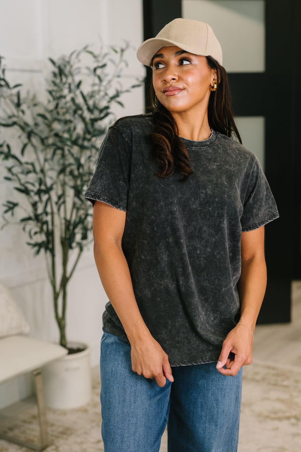 Already Loved Mineral Wash Tee in Ash Black