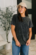Already Loved Mineral Wash Tee in Ash Black