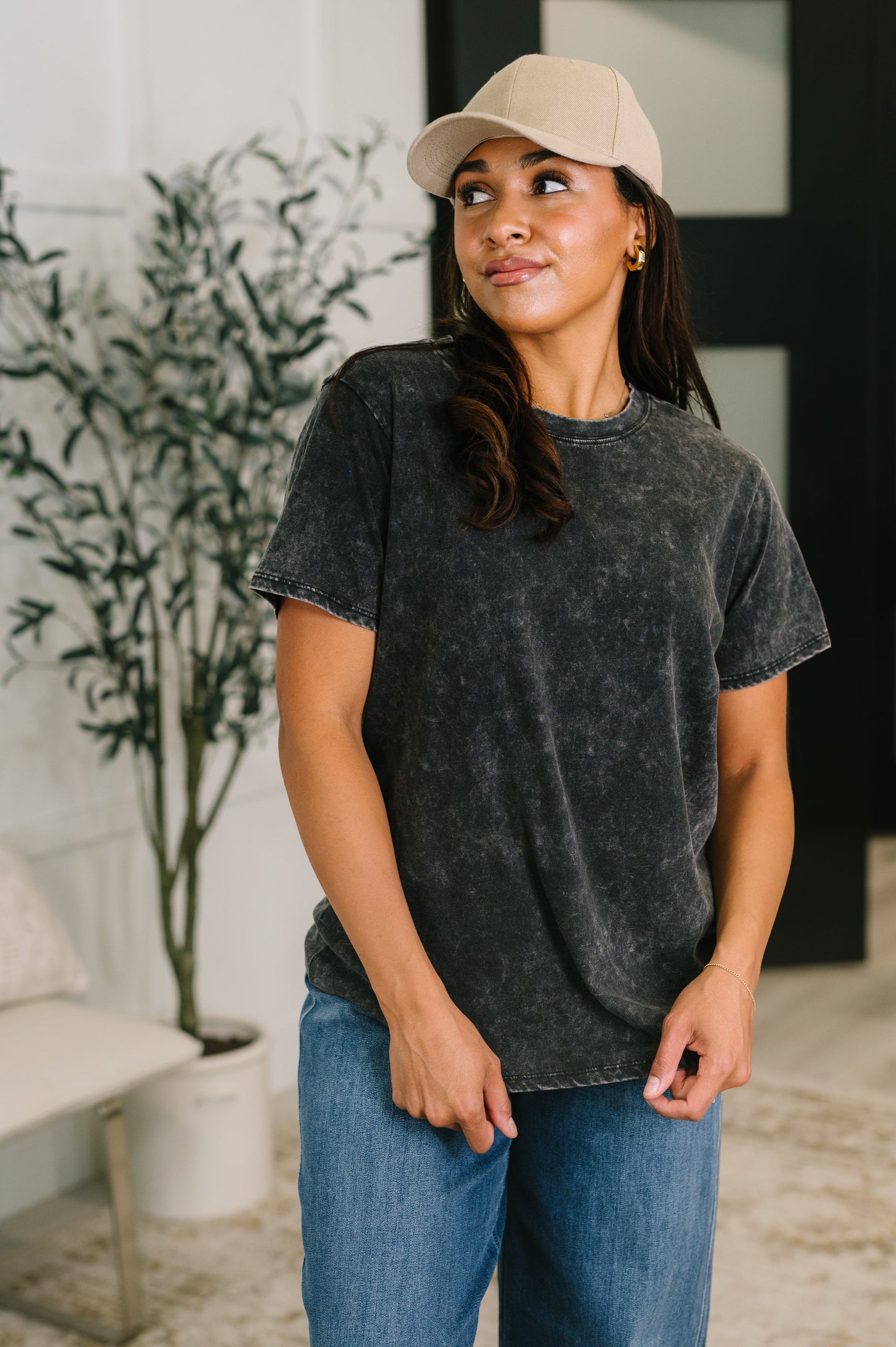 Already Loved Mineral Wash Tee in Ash Black
