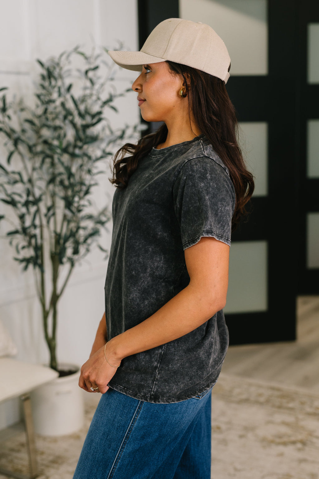 Already Loved Mineral Wash Tee in Ash Black