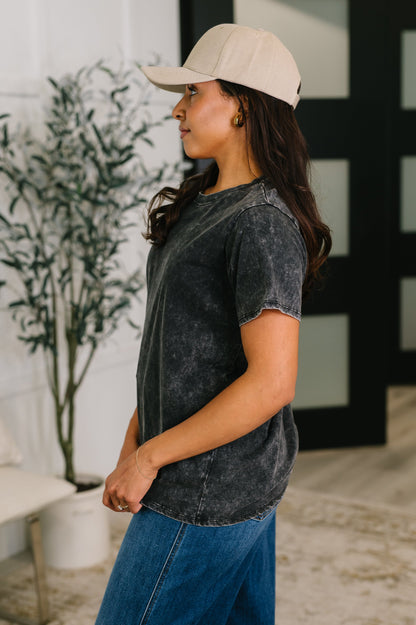 Already Loved Mineral Wash Tee in Ash Black