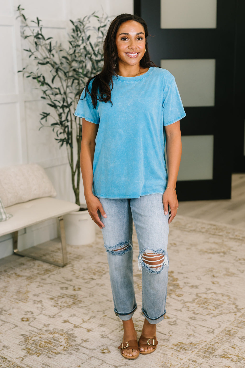 Already Loved Mineral Wash Tee in Deep Sky