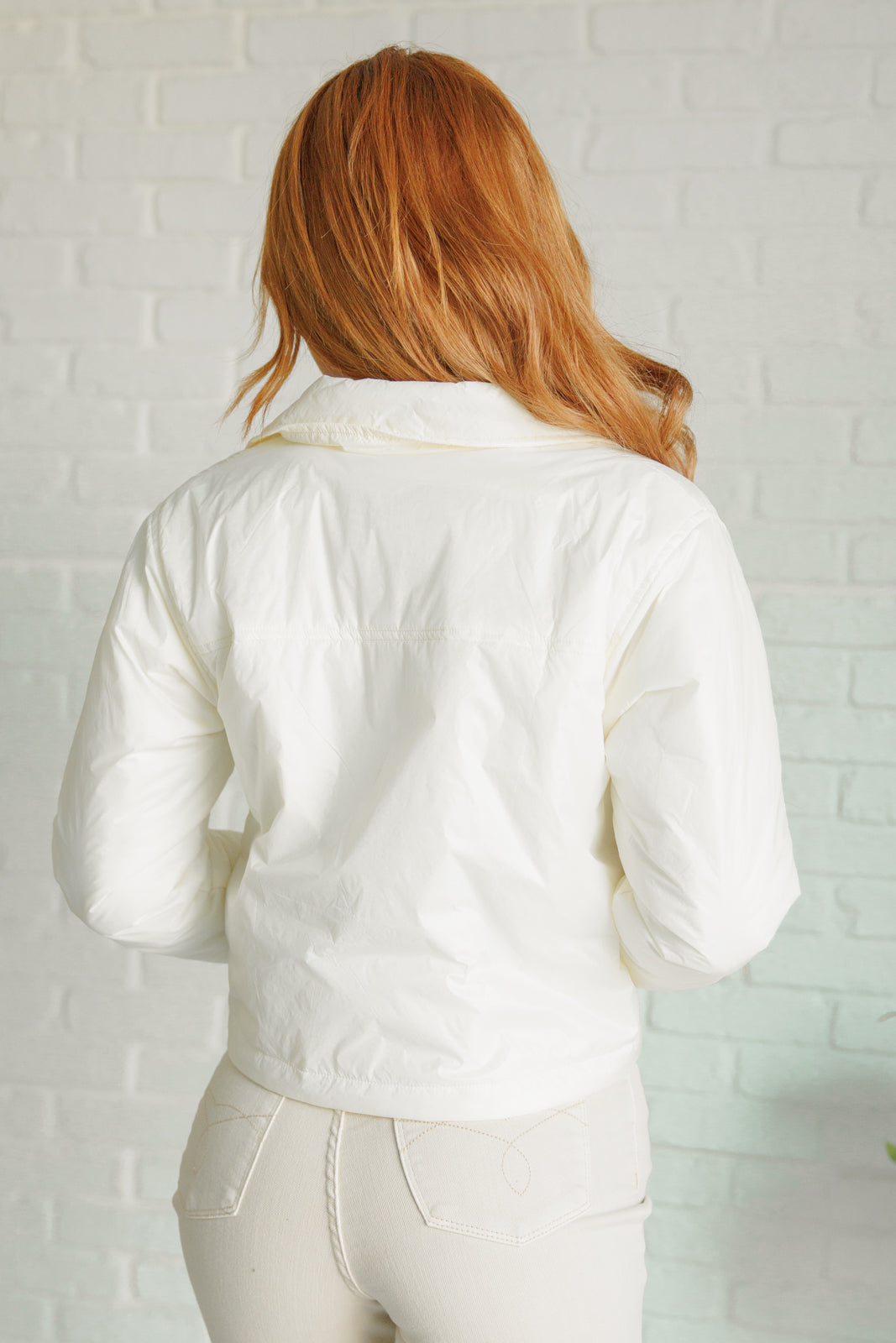 Light on the Layers Cropped Puffer Jacket in Ivory