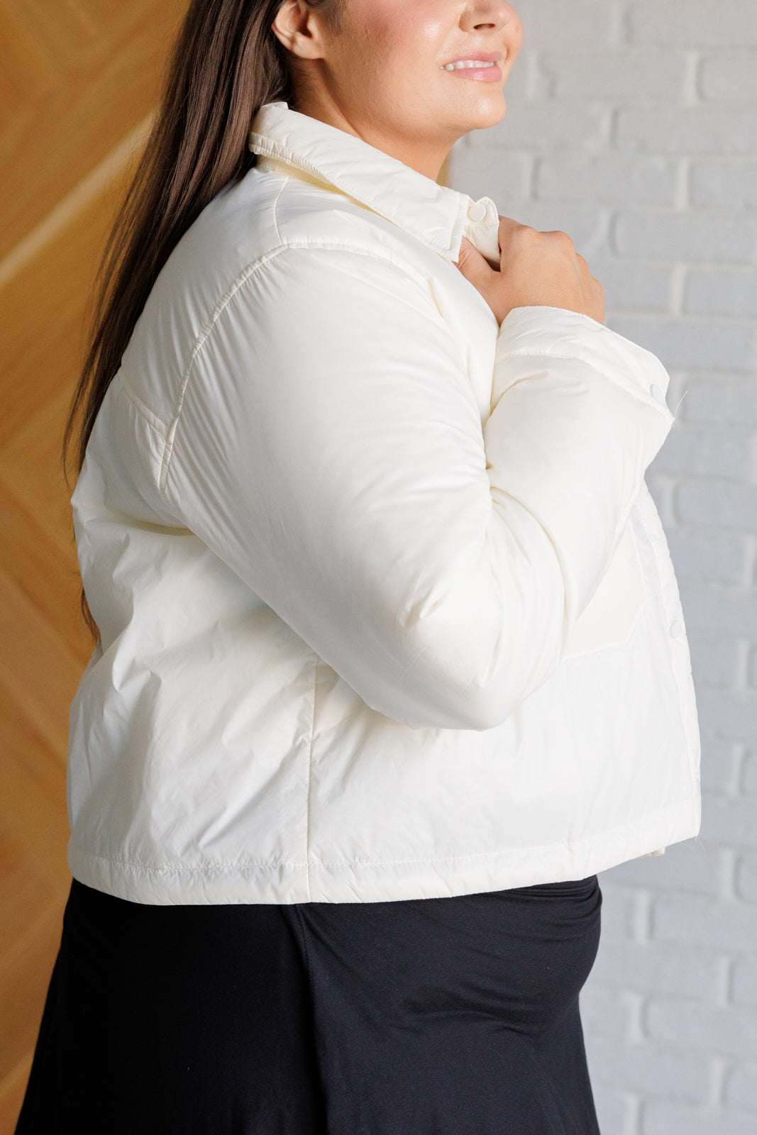 Light on the Layers Cropped Puffer Jacket in Ivory
