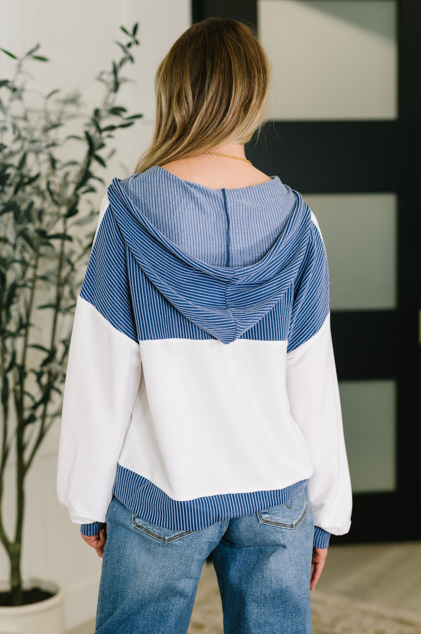 On Repeat Color Block Hoodie in Blue