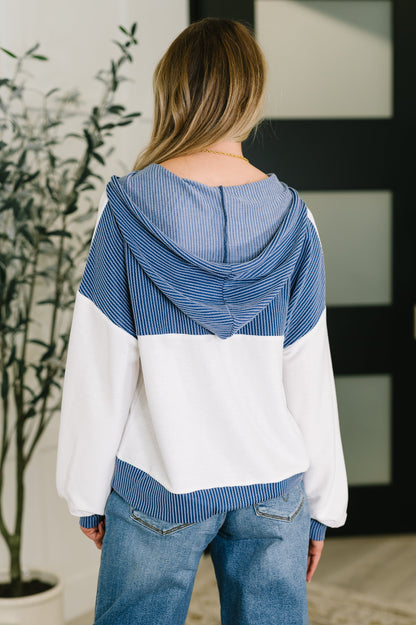 On Repeat Color Block Hoodie in Blue