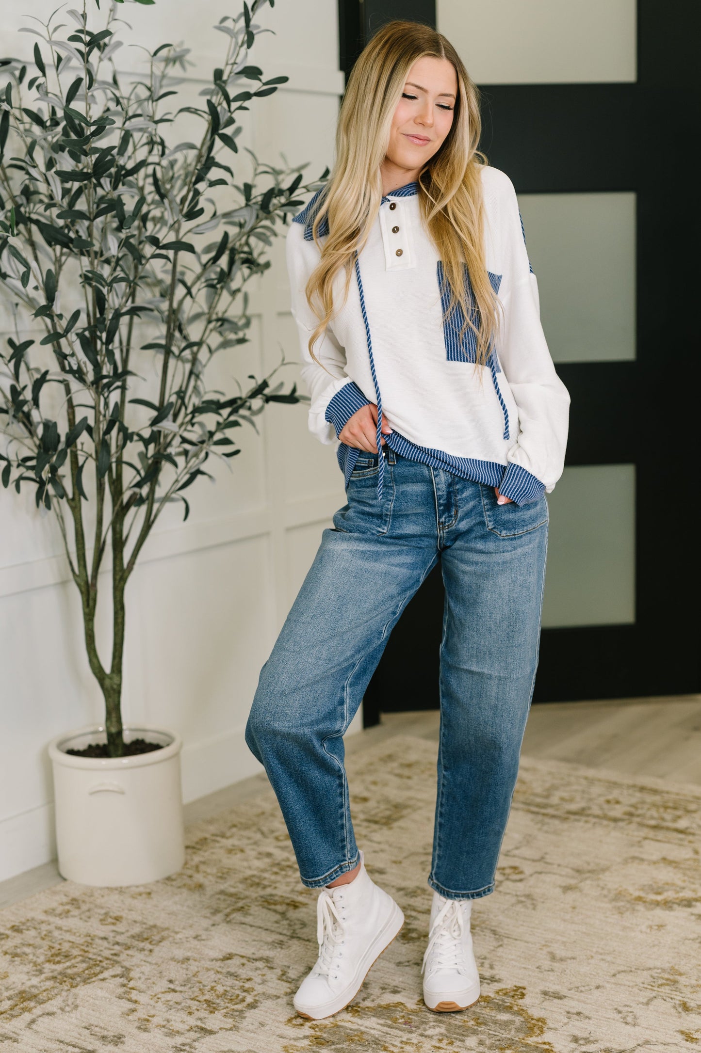 On Repeat Color Block Hoodie in Blue