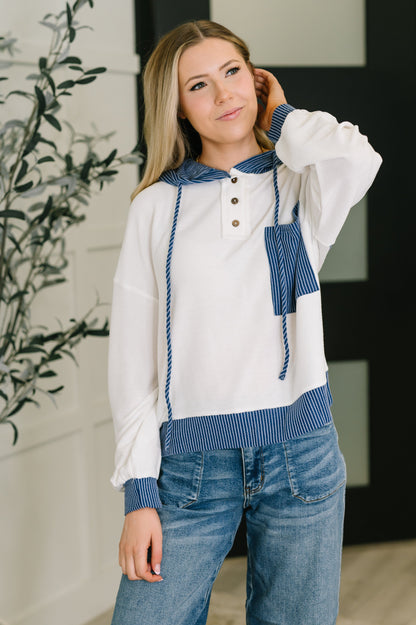 On Repeat Color Block Hoodie in Blue