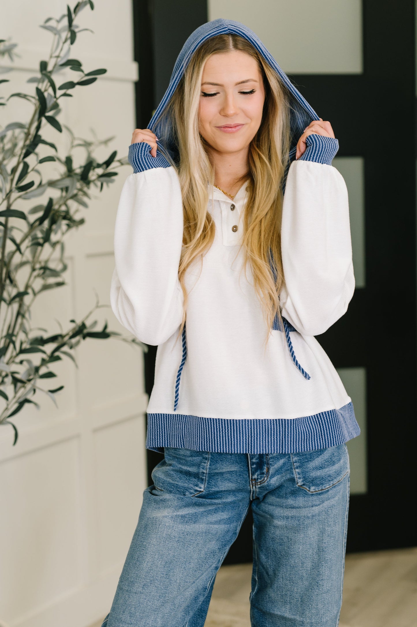 On Repeat Color Block Hoodie in Blue
