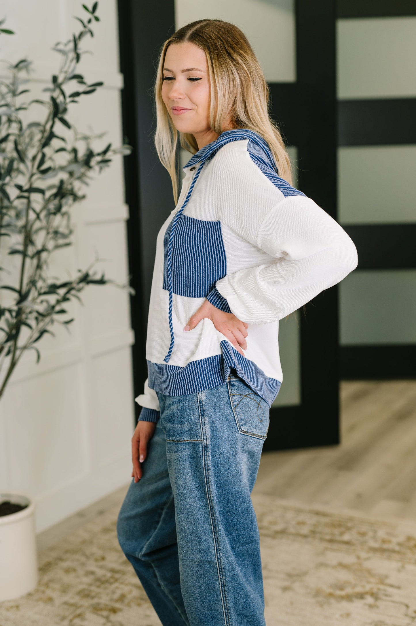 On Repeat Color Block Hoodie in Blue