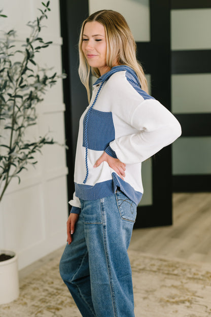 On Repeat Color Block Hoodie in Blue