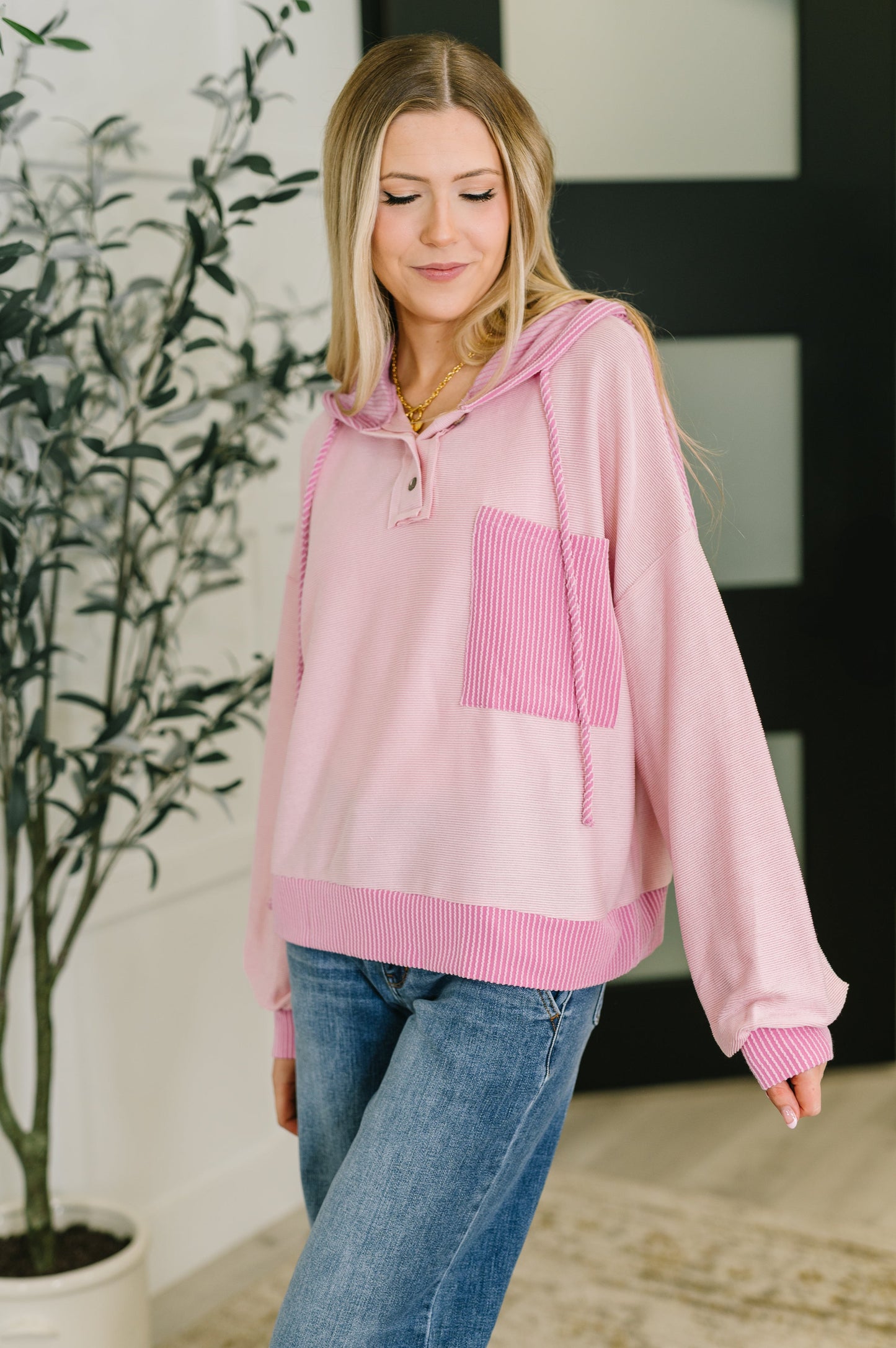 On Repeat Color Block Hoodie in Pink