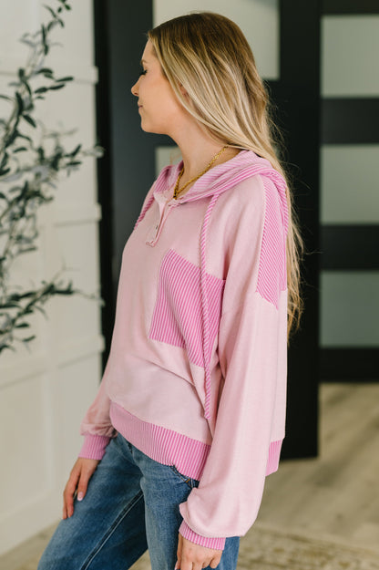 On Repeat Color Block Hoodie in Pink