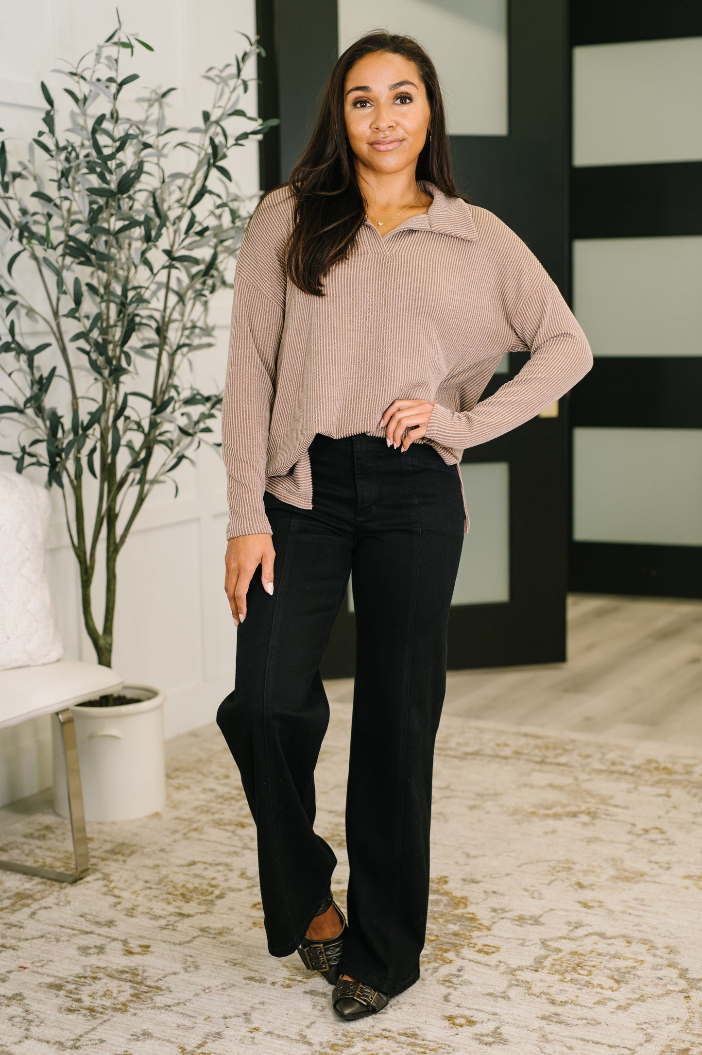 Cable Ribbed Henley Pullover