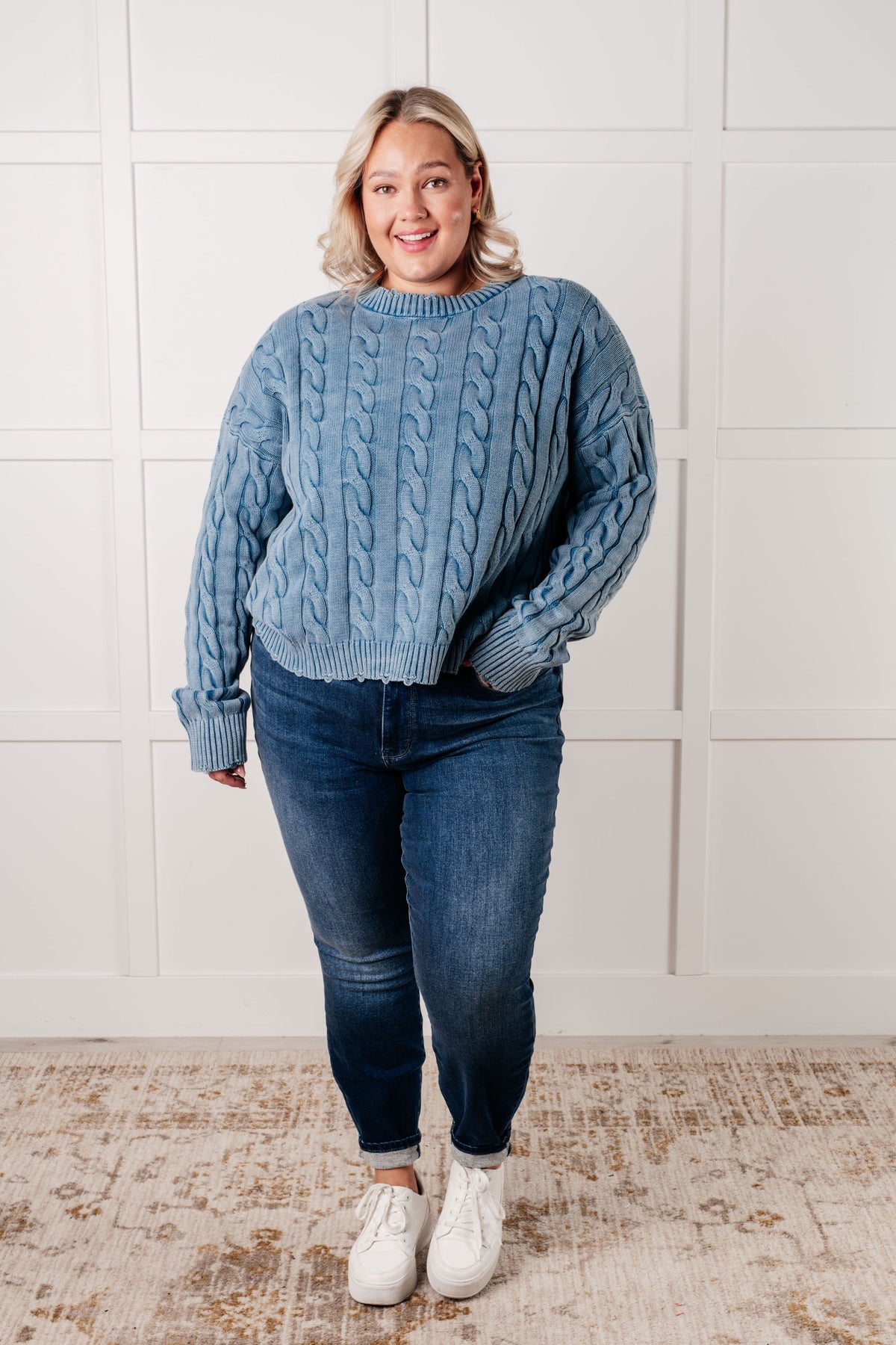 Weathered Charm Cable Knit Sweater