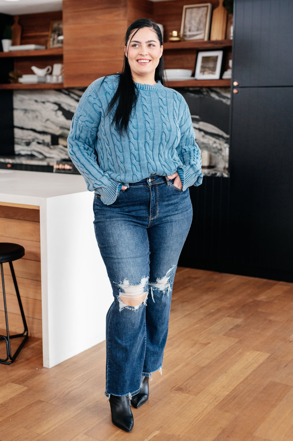 Weathered Charm Cable Knit Sweater