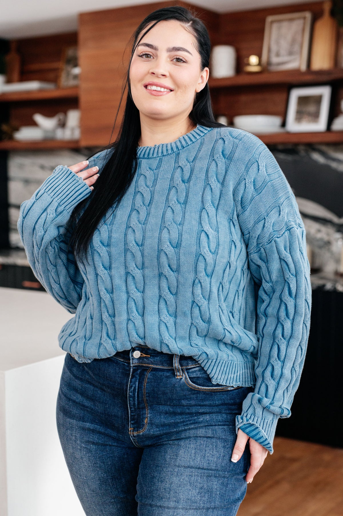 Weathered Charm Cable Knit Sweater