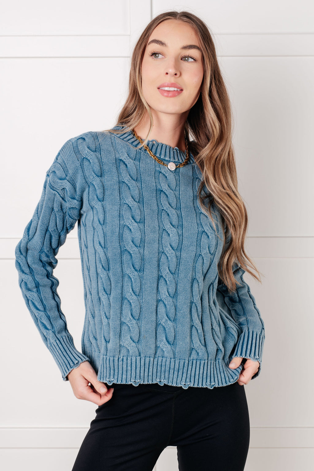 Weathered Charm Cable Knit Sweater