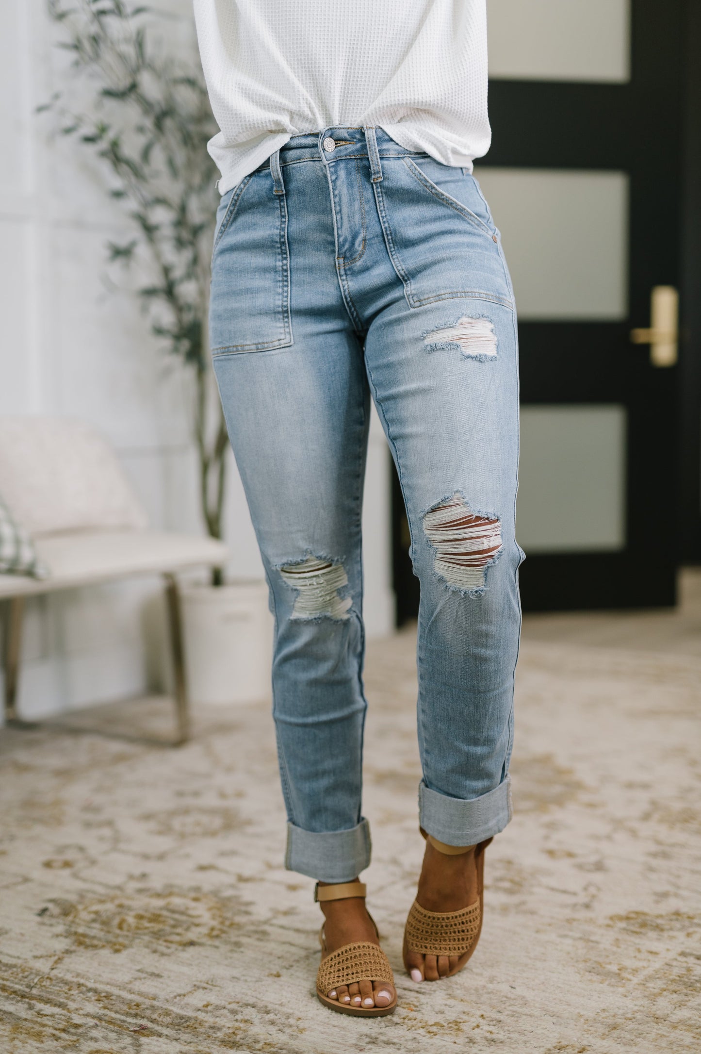 Judy Blue Aiden Patch Pocket Boyfriend Jeans
