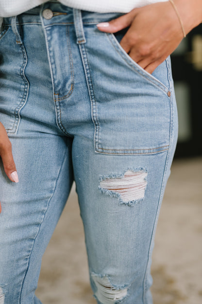 Judy Blue Aiden Patch Pocket Boyfriend Jeans