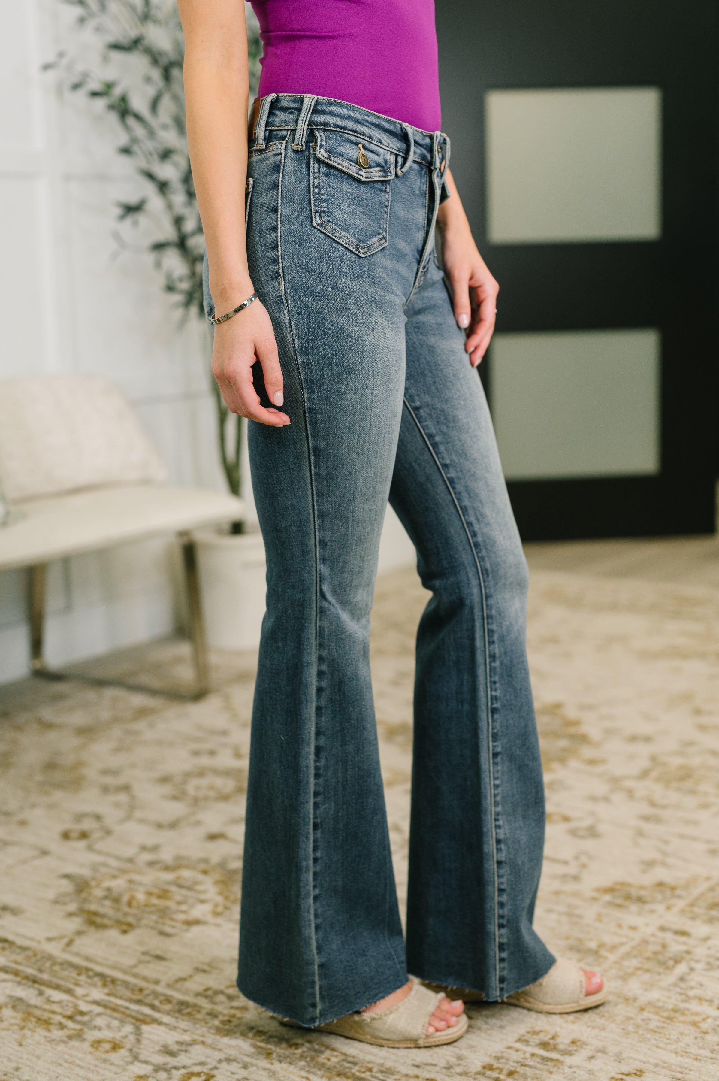 Judy Blue Jackie Flare Jean with Front Flap Pockets | Generations