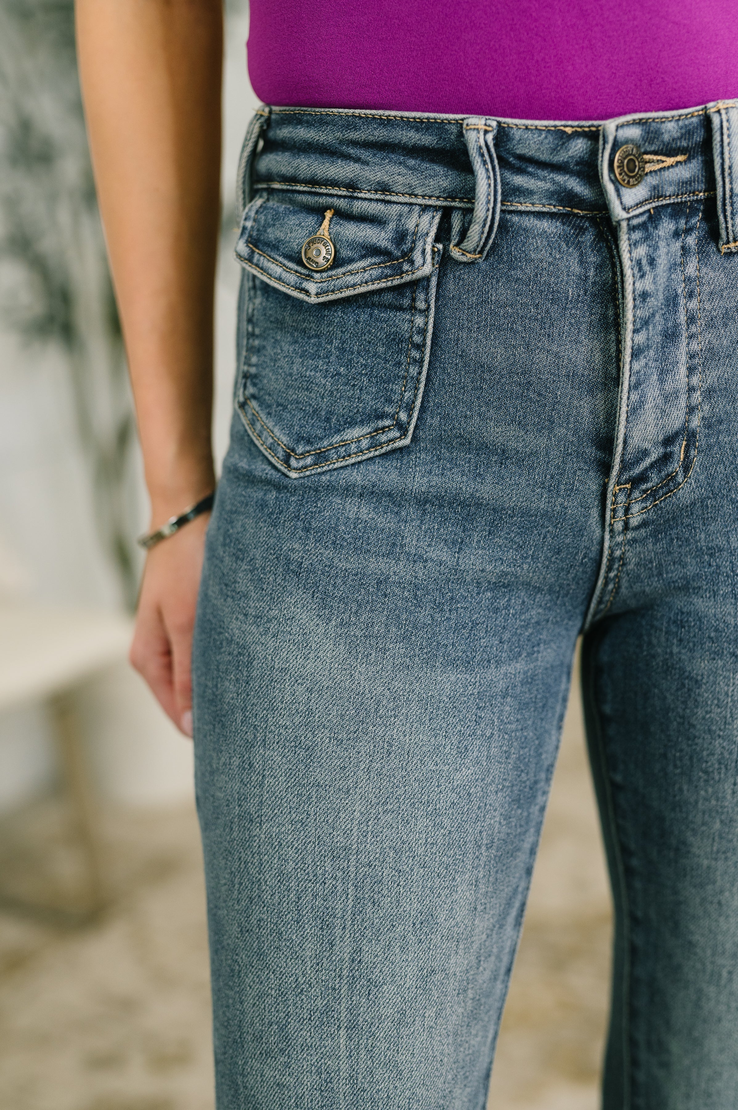 Judy Blue Jackie Flare Jean with Front Flap Pockets | Generations