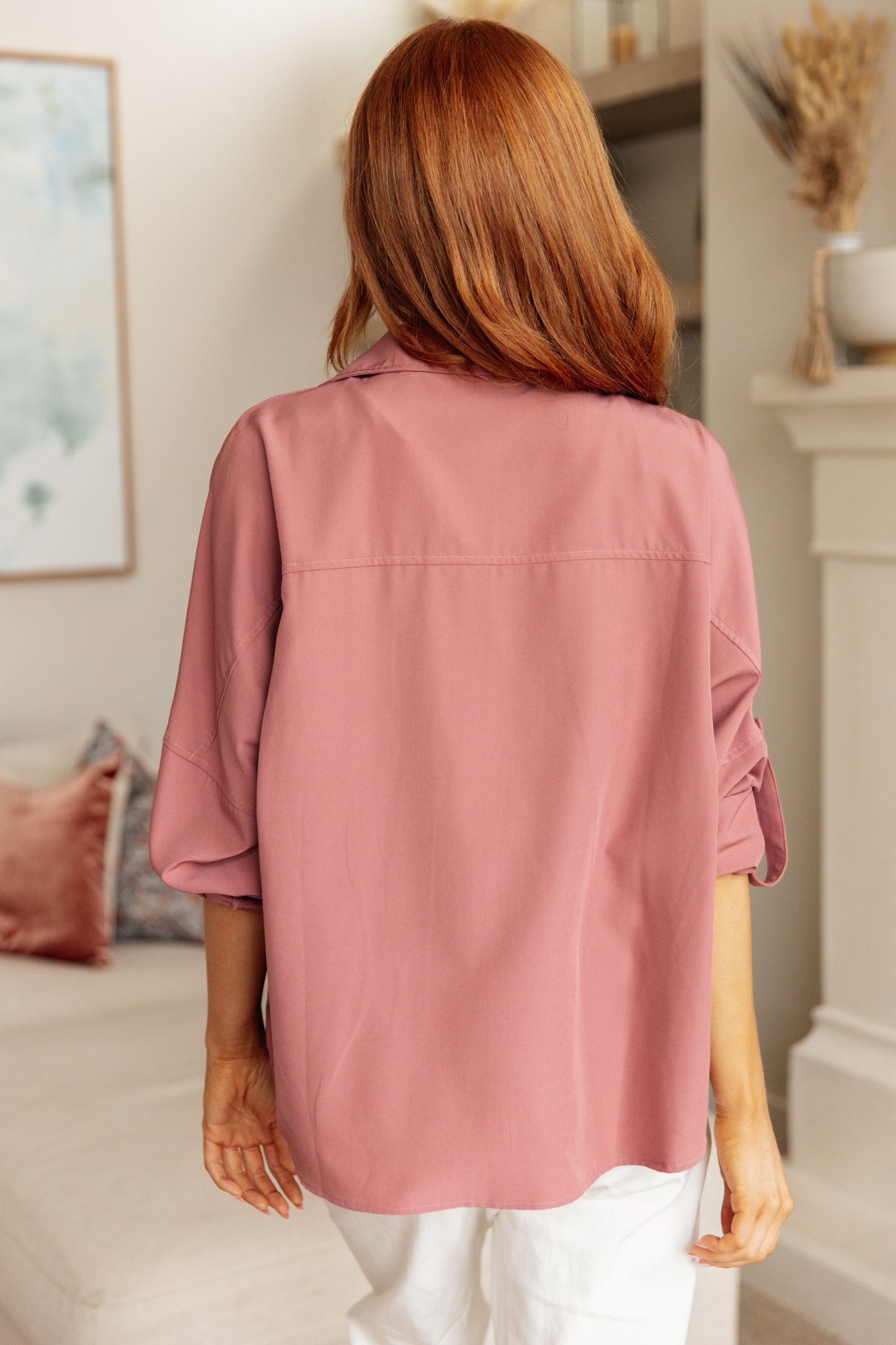 Bulgari Button Up Top with Roll Tab Sleeves