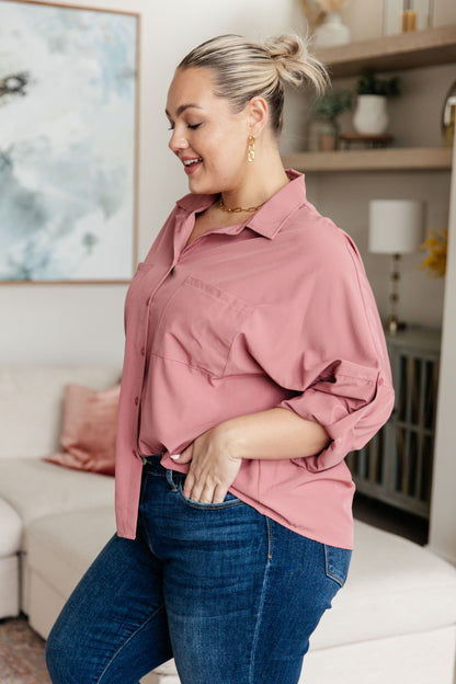 Bulgari Button Up Top with Roll Tab Sleeves
