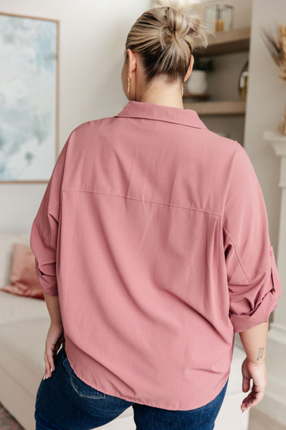 Bulgari Button Up Top with Roll Tab Sleeves