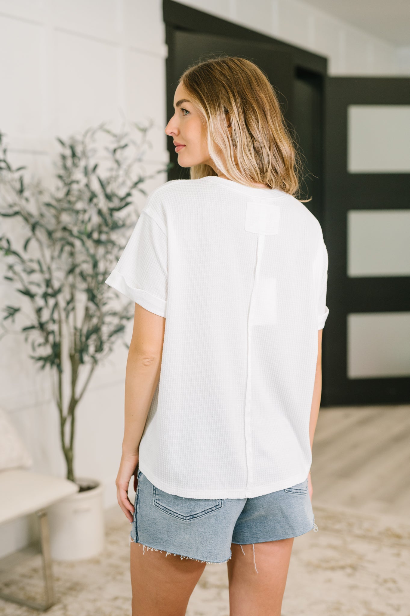 Weekend Plans Waffle Tee in Ivory