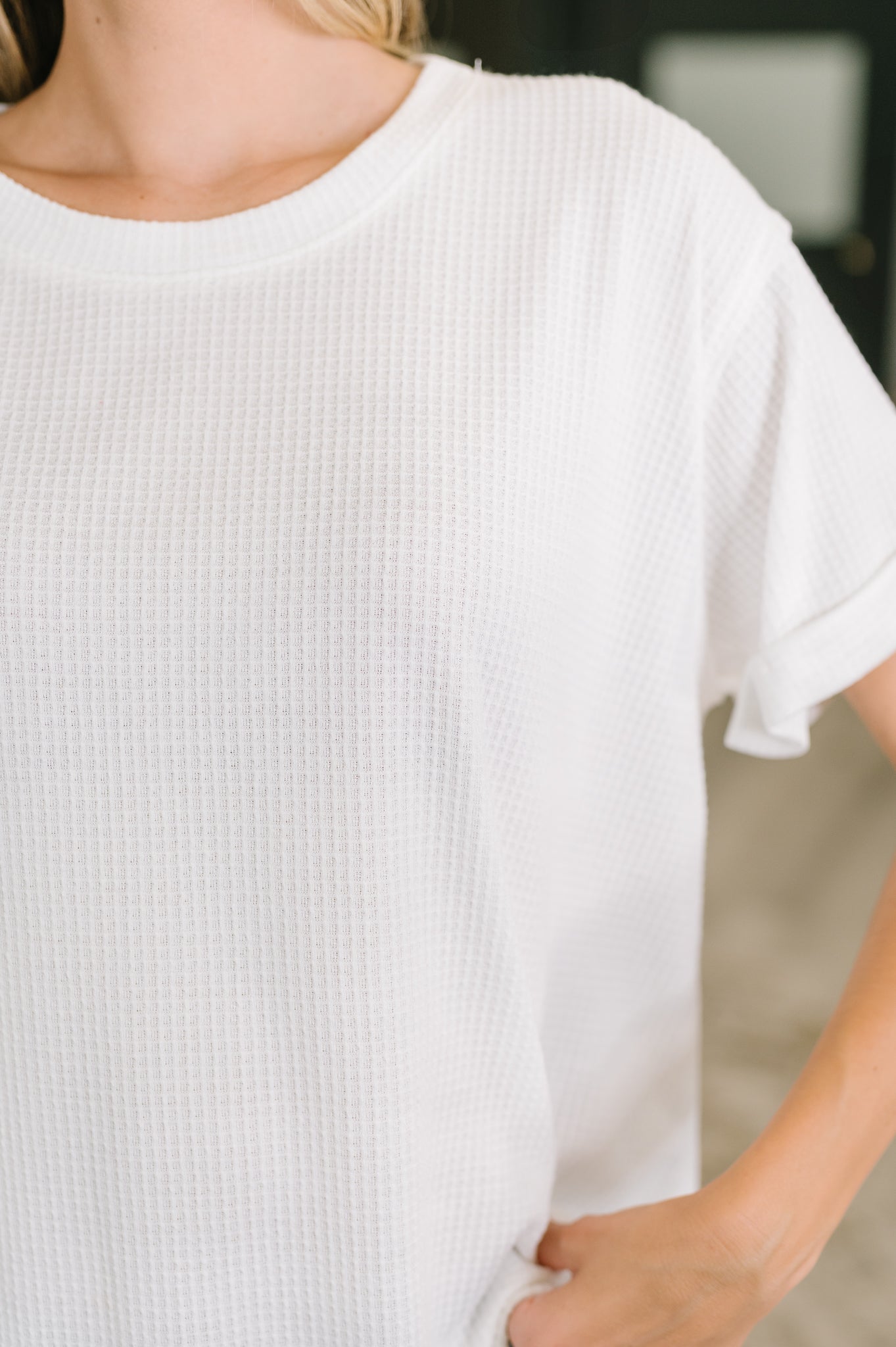 Weekend Plans Waffle Tee in Ivory
