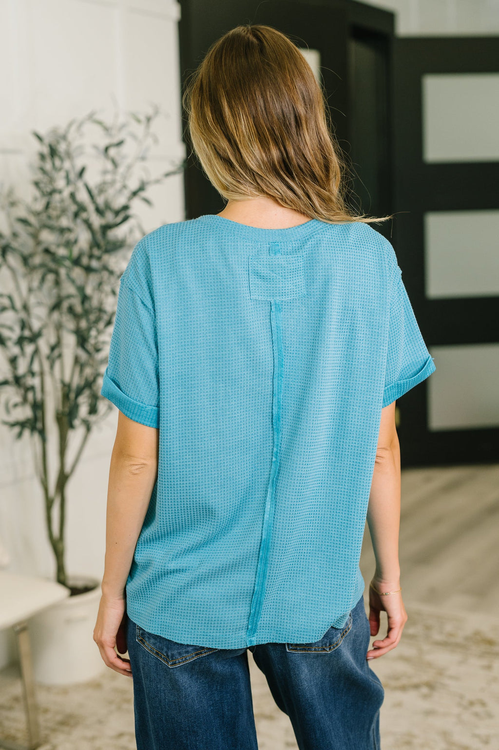 Weekend Plans Waffle Tee in Teal