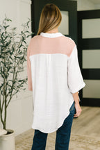 Dual Tone Button Down Top with Side Ties