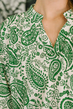 Weekend Colorburst Top in Green Paisley